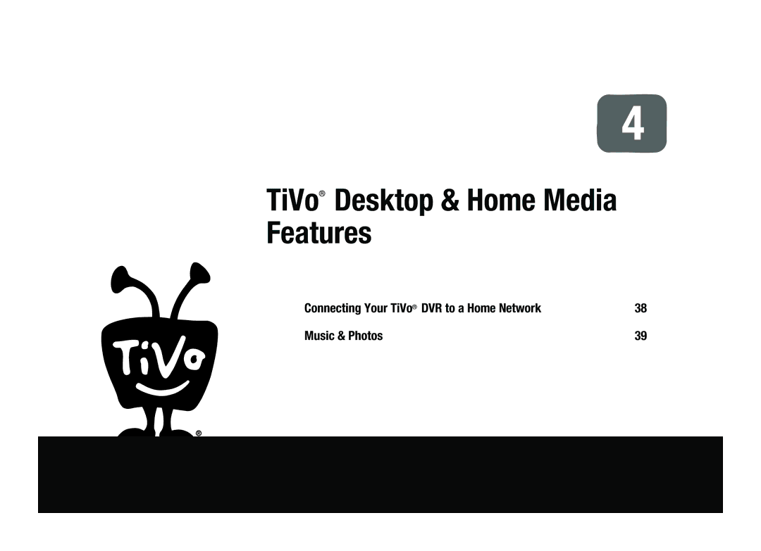 TiVo SDOC-00091-002 manual TiVo Desktop & Home Media Features, Connecting Your TiVo DVR to a Home Network 