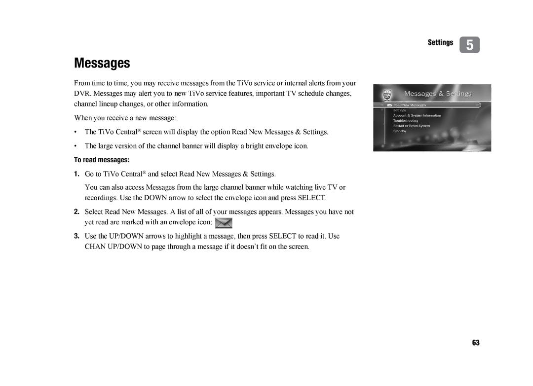 TiVo SDOC-00091-002 manual Messages, To read messages 