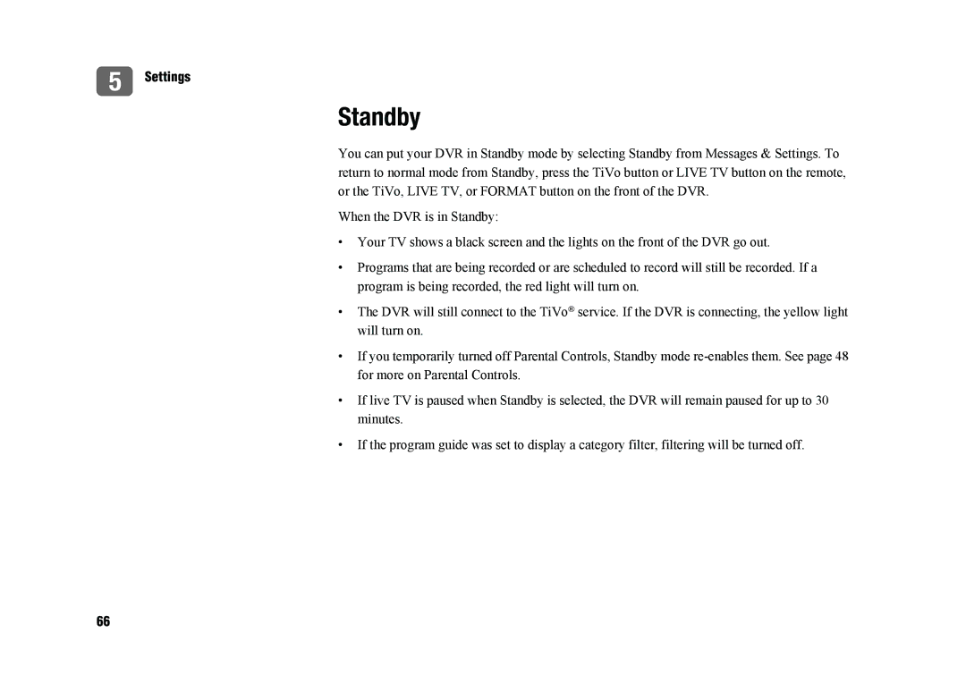 TiVo SDOC-00091-002 manual Standby 