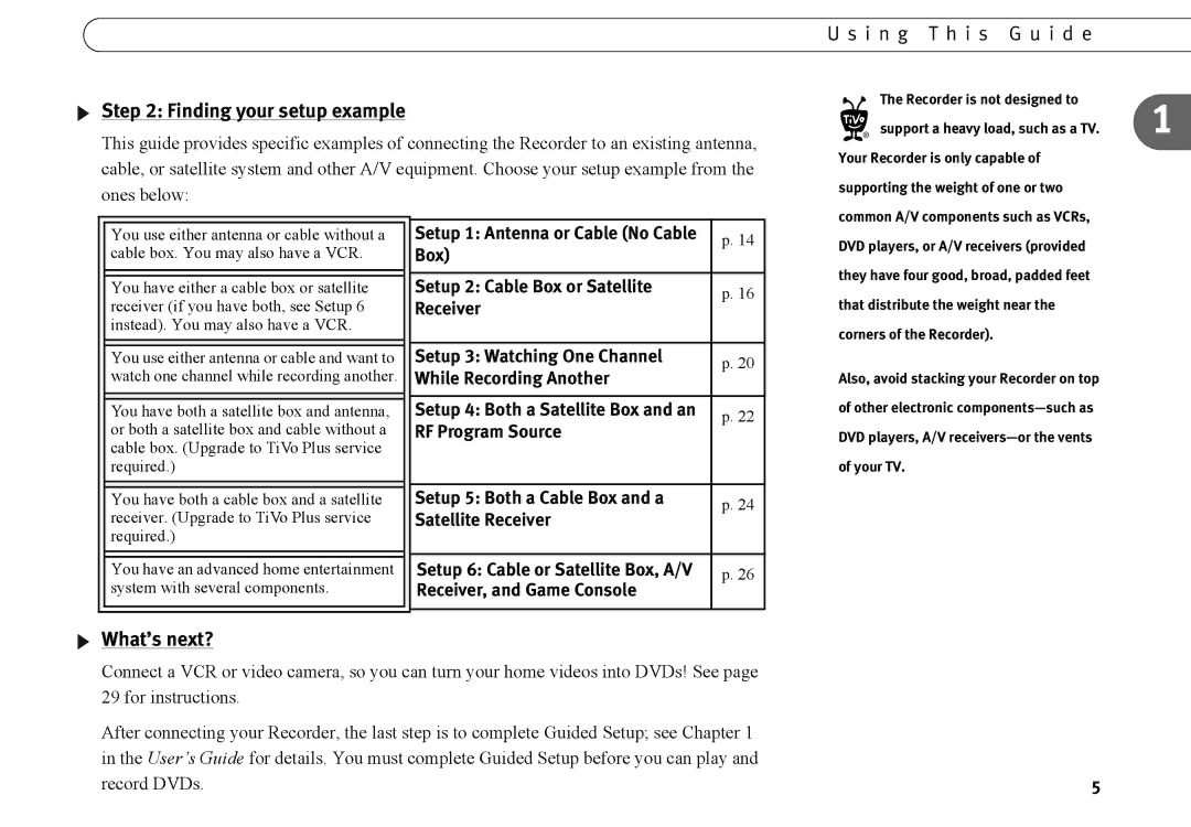 TiVo series 2 operating instructions Finding your setup example, What’s next? 