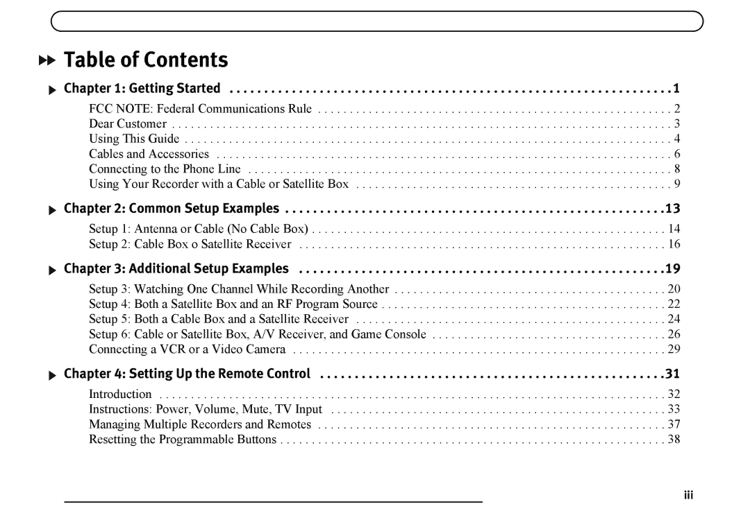 TiVo series 2 operating instructions Table of Contents 