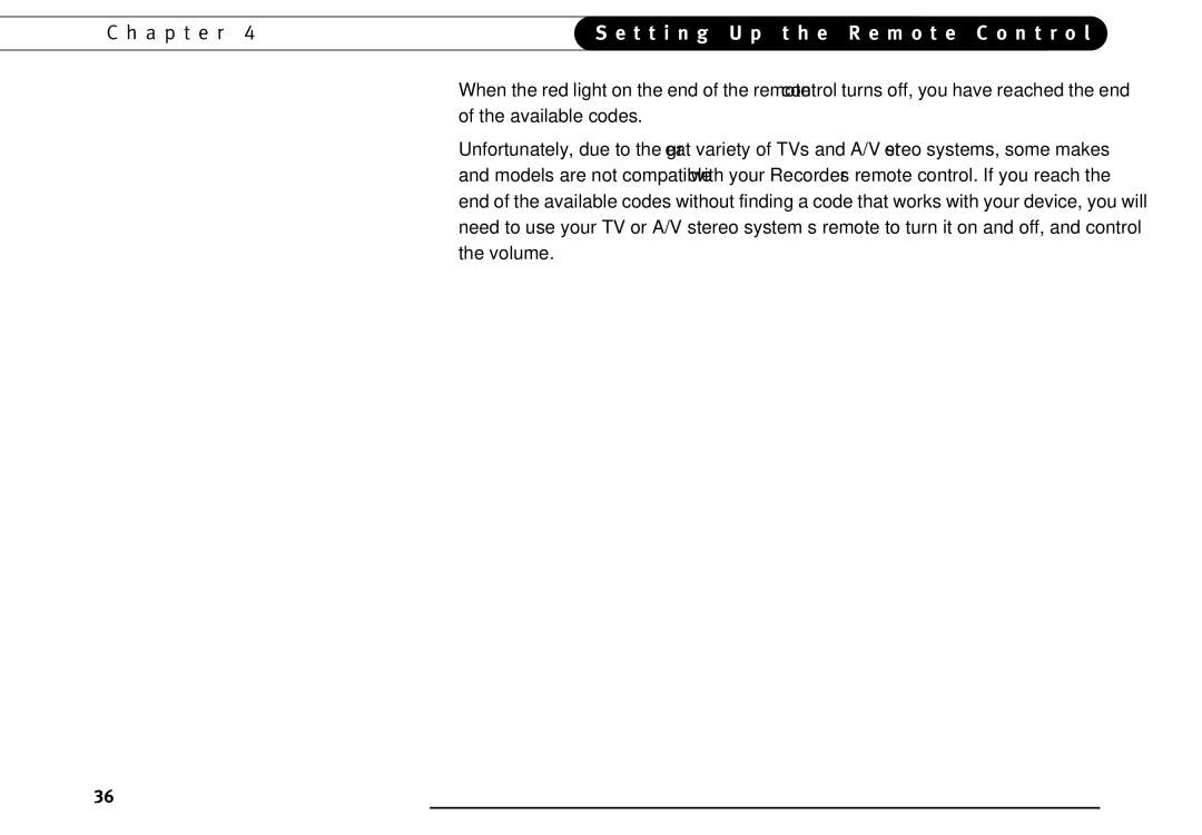 TiVo series 2 operating instructions T t i n g U p t h e R e m o t e C o n t r o l 