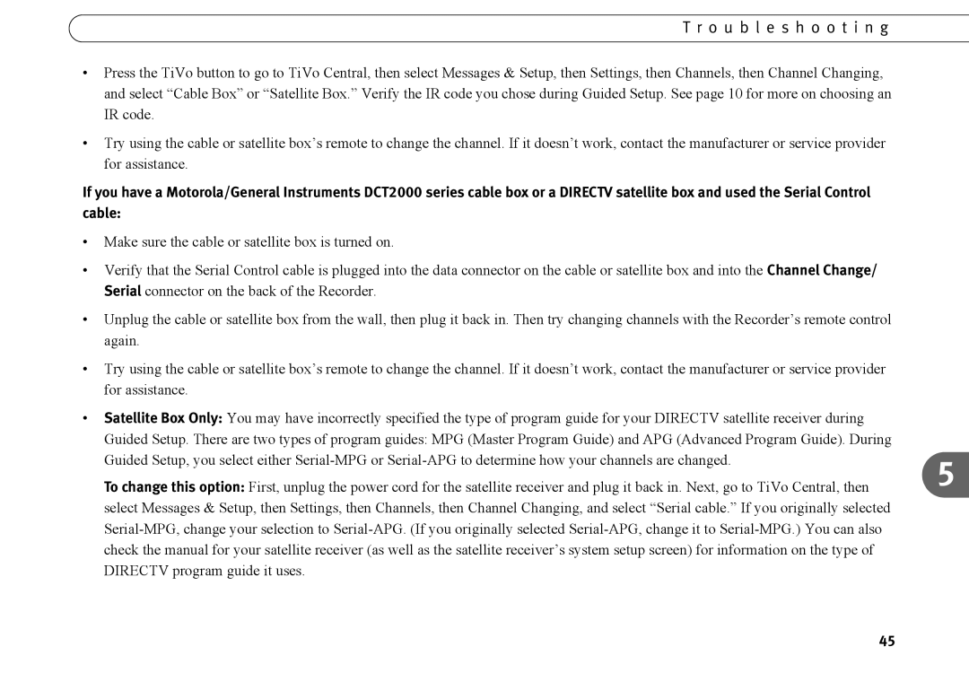 TiVo series 2 operating instructions Troubleshooting 