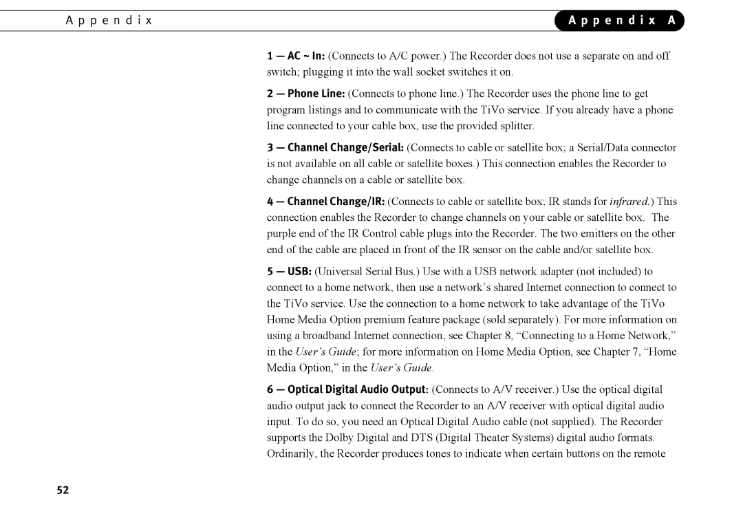 TiVo series 2 operating instructions P e n d i x a 