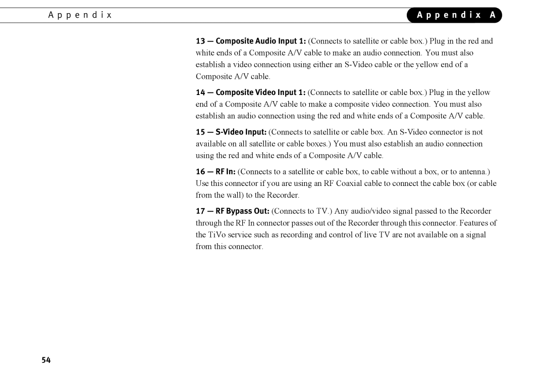 TiVo series 2 operating instructions P e n d i x a 