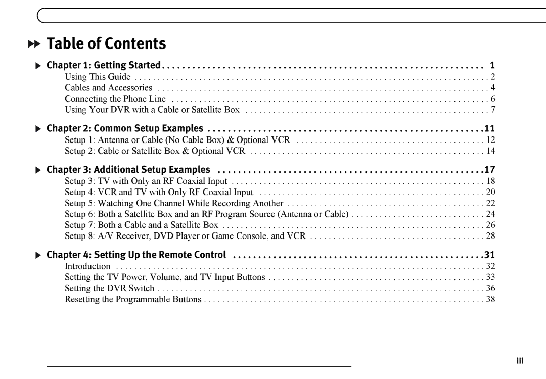 TiVo TCD649080, TCD540080 manual Table of Contents 