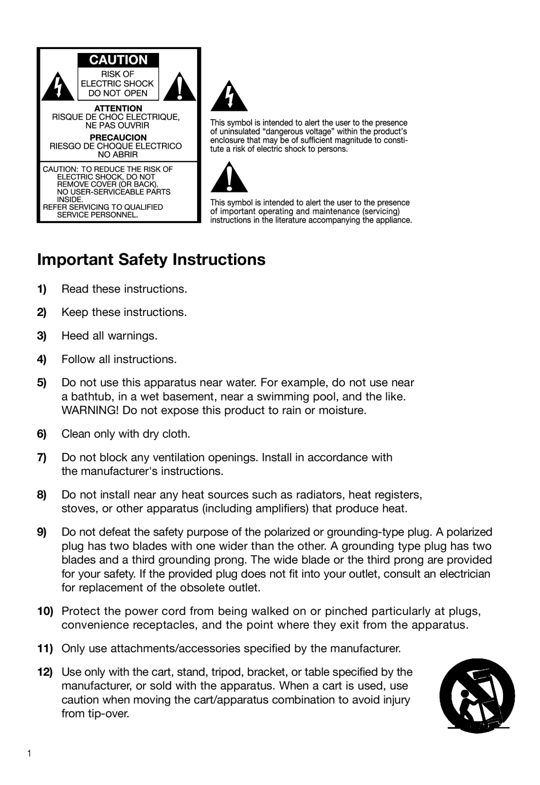 Tivoli Audio HenryKloss owner manual Important Safety Instructions 