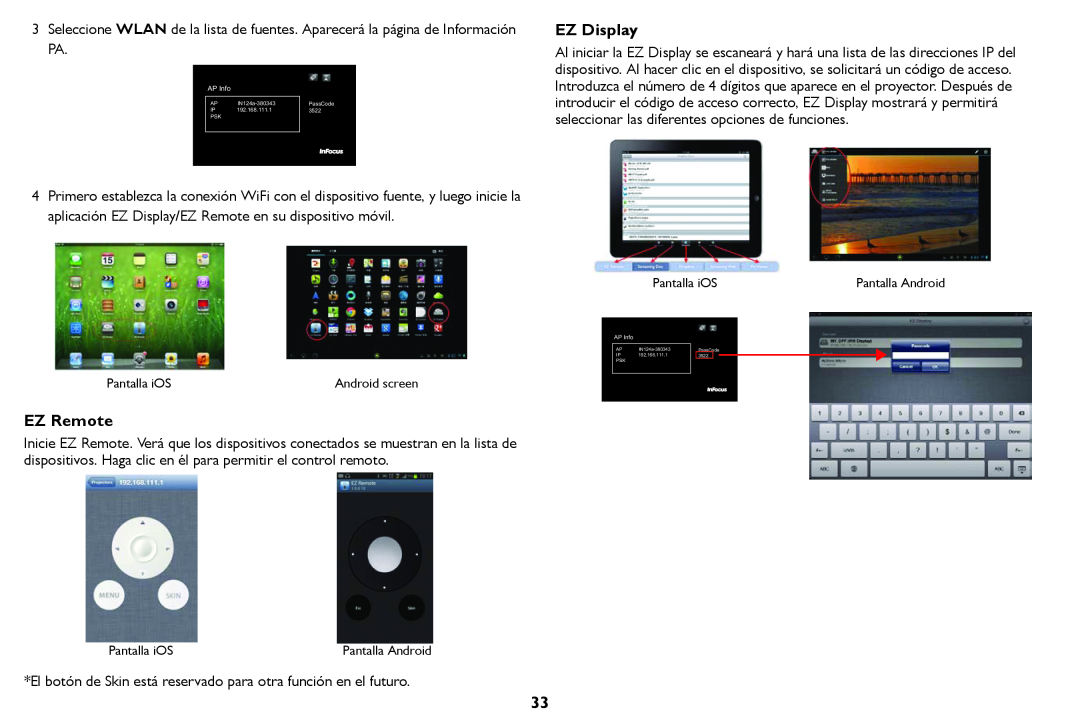 Tivoli Audio IN122a, IN124a, IN126a manual EZ Display, EZ Remote, Pantalla iOS 