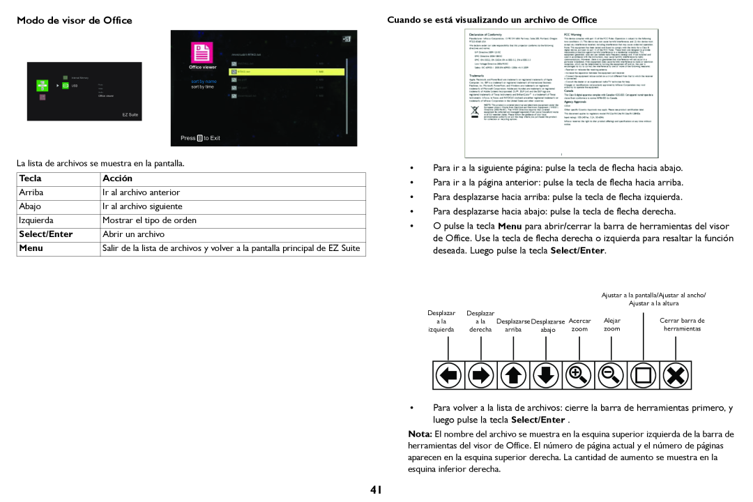 Tivoli Audio IN124a, IN122a, IN126a manual Modo de visor de Office, Cuando se está visualizando un archivo de Office 