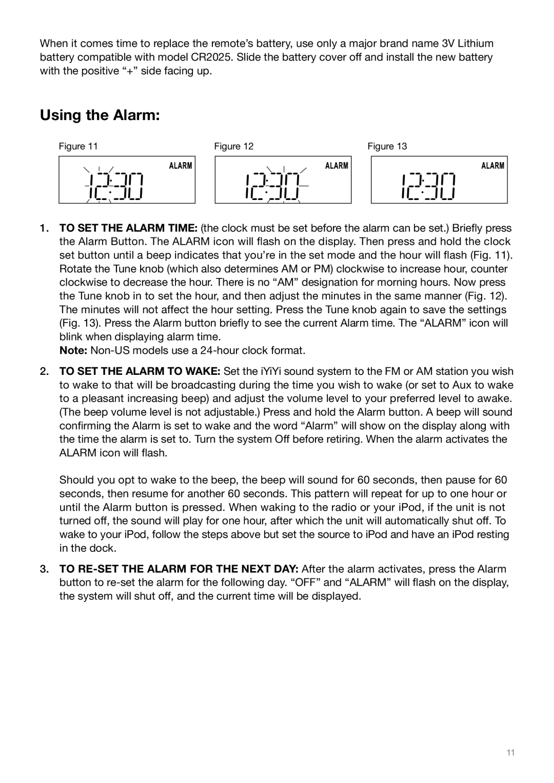 Tivoli Audio IYIYI owner manual Using the Alarm 