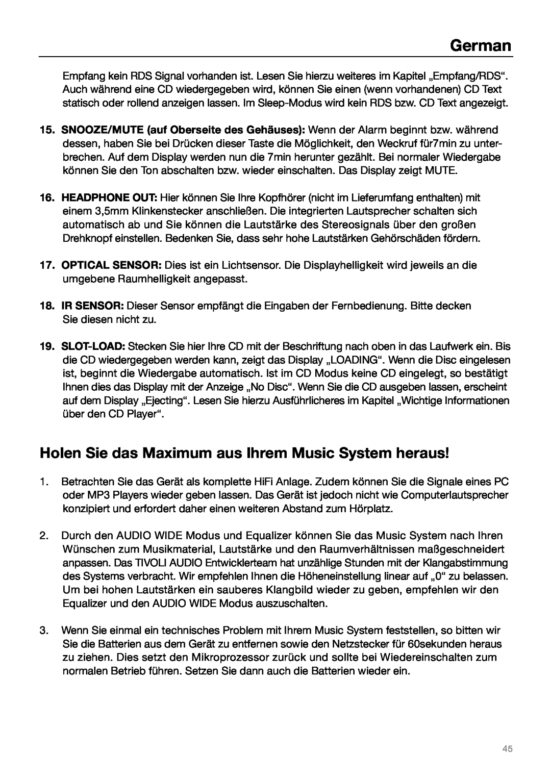 Tivoli Audio MUSIC SYSTEM owner manual German 