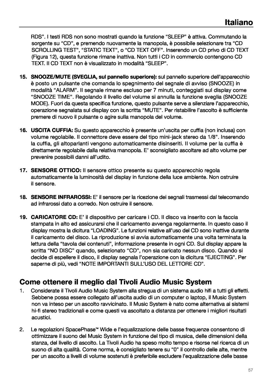 Tivoli Audio MUSIC SYSTEM owner manual Italiano 