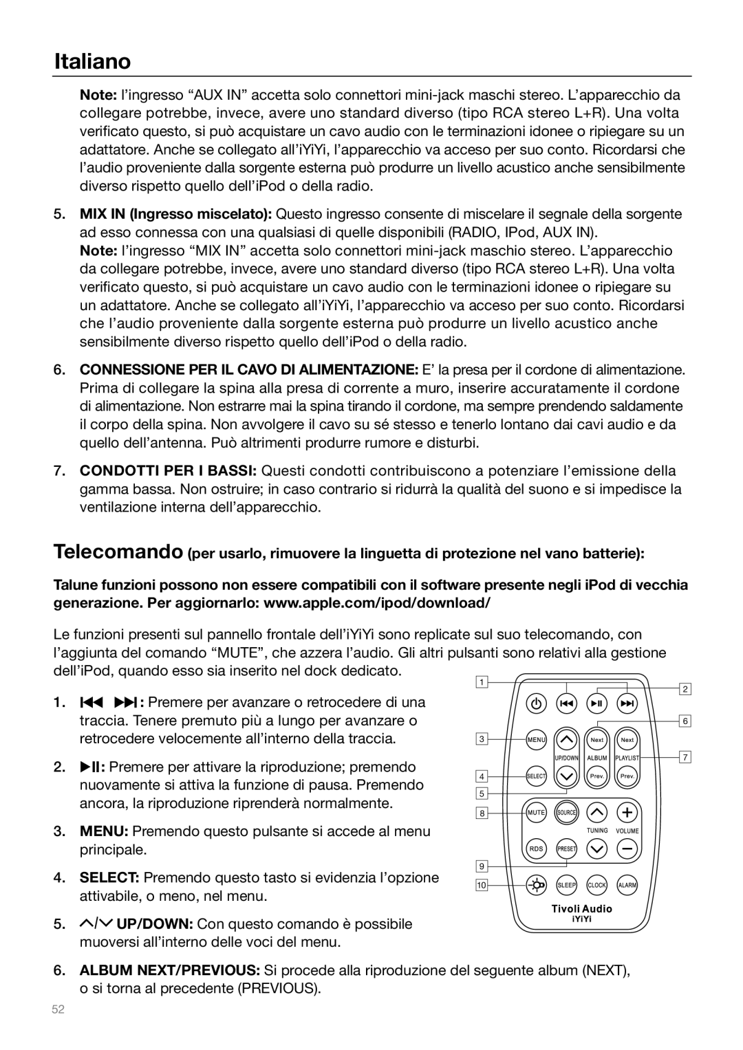 Tivoli Audio Sound System owner manual Italiano 