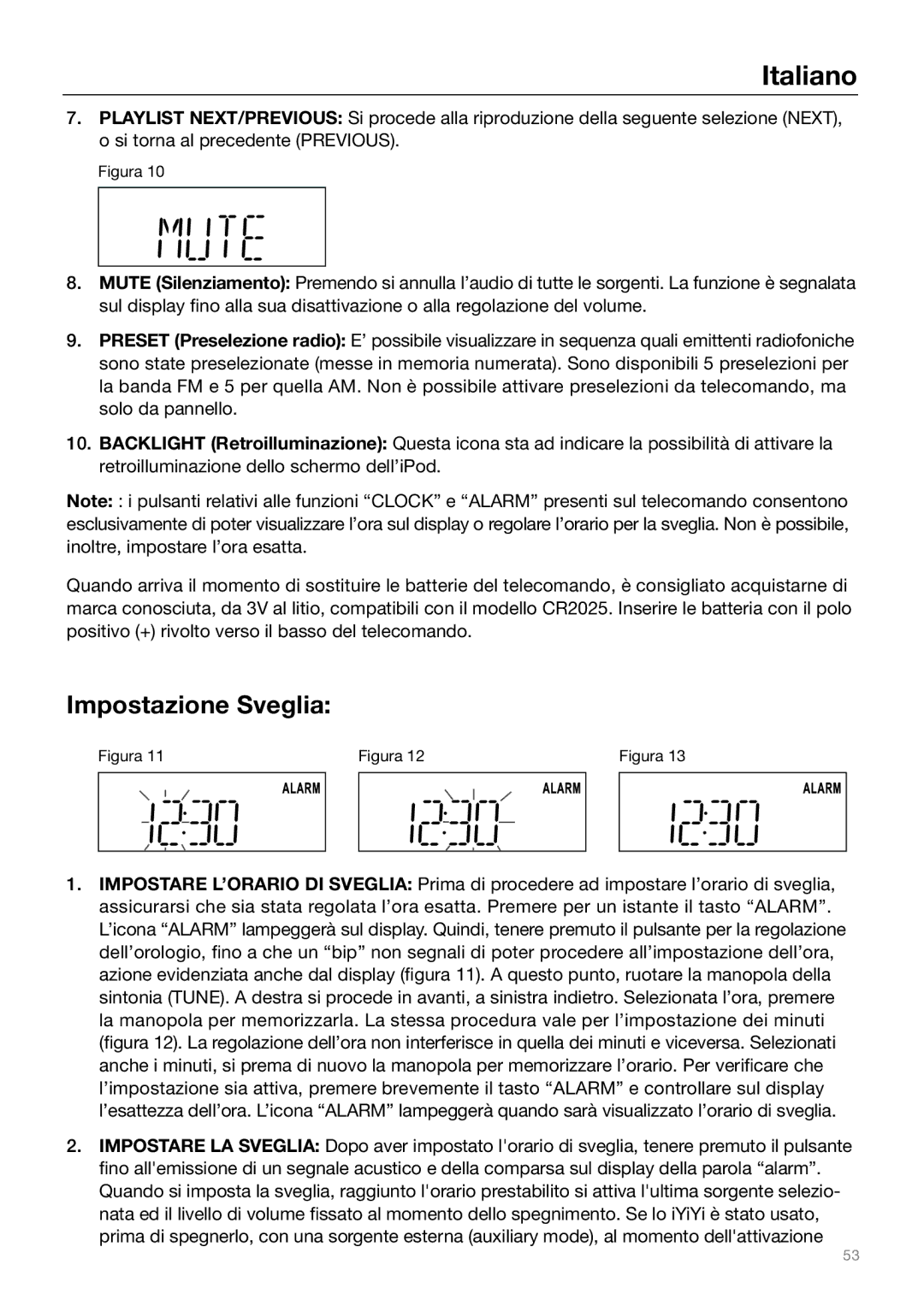 Tivoli Audio Sound System owner manual Impostazione Sveglia 