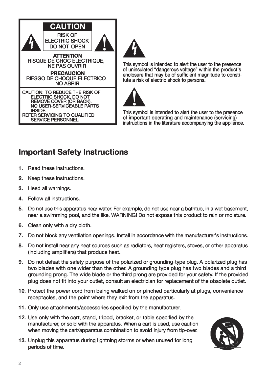 Tivoli Audio Sound System owner manual Important Safety Instructions 