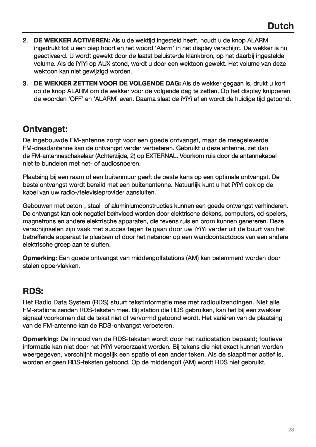 Tivoli Audio Sound System owner manual Ontvangst, Dutch 