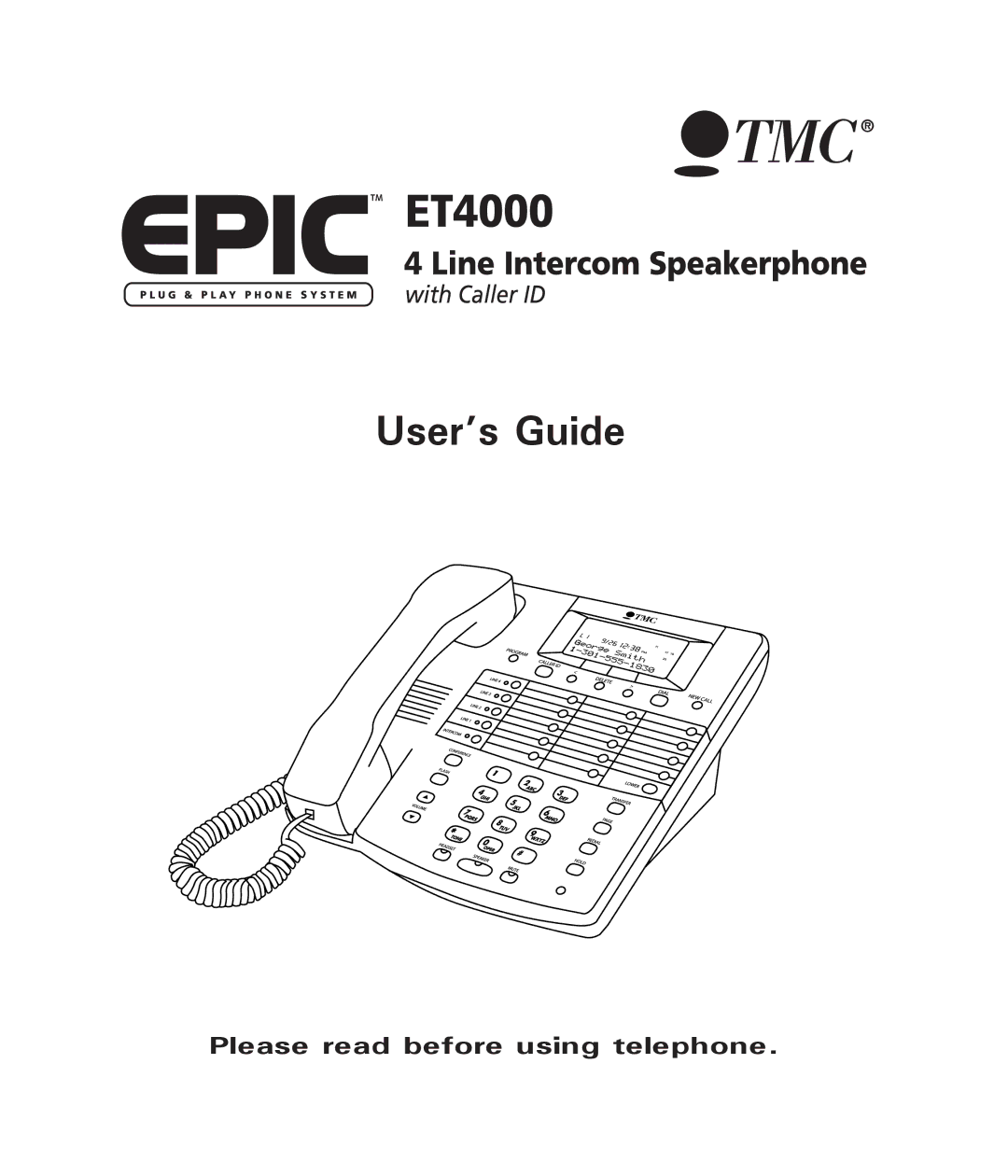 TMC ET4000 manual User’s Guide, Please read before using telephone 