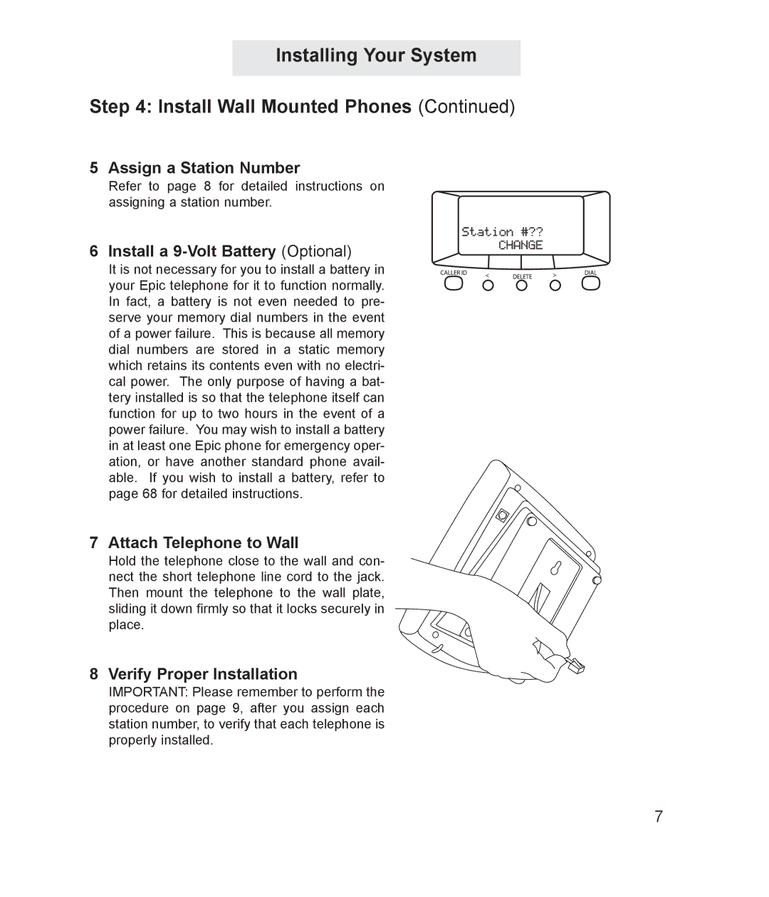 TMC ET4000 manual Attach Telephone to Wall 