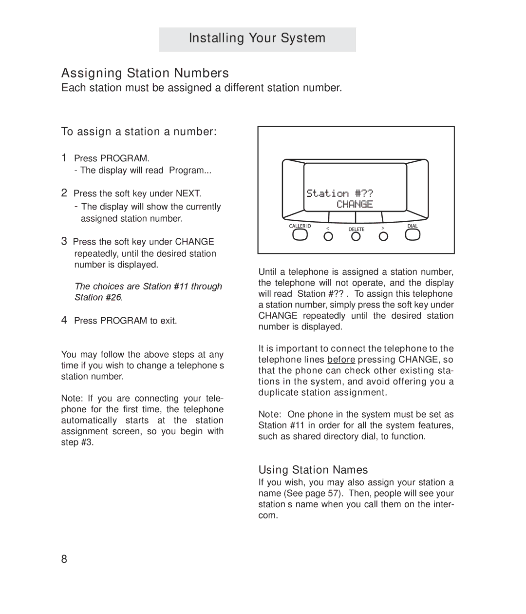 TMC ET4000 manual Using Station Names 