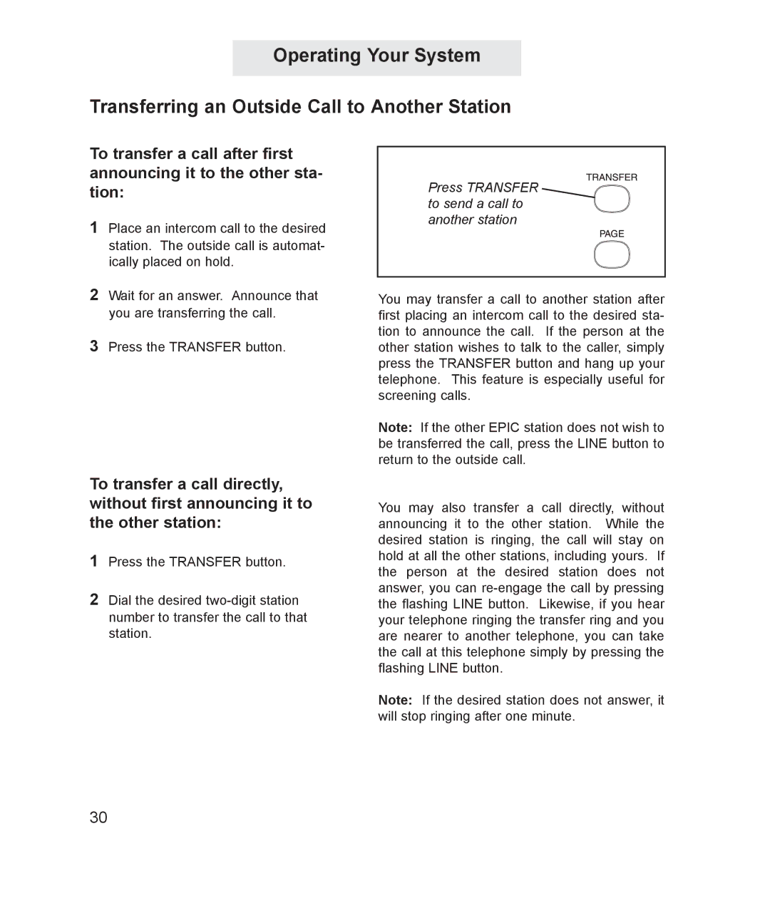 TMC ET4000 manual Press Transfer To send a call to Another station 