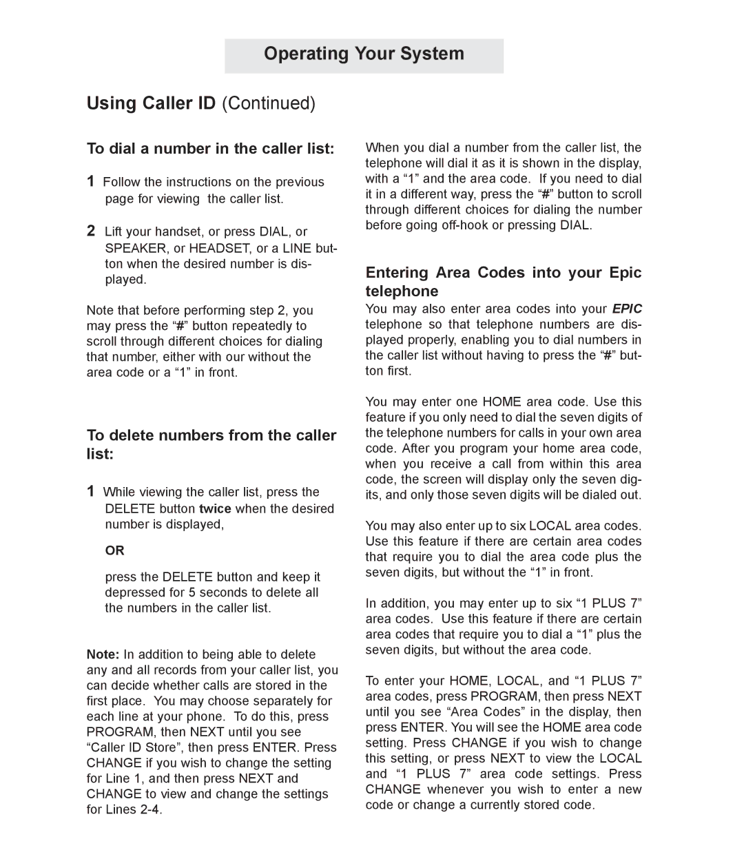 TMC ET4000 manual To dial a number in the caller list, To delete numbers from the caller list 