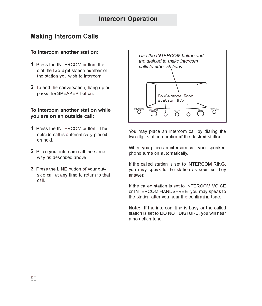 TMC ET4000 manual Intercom Operation Making Intercom Calls, To intercom another station 