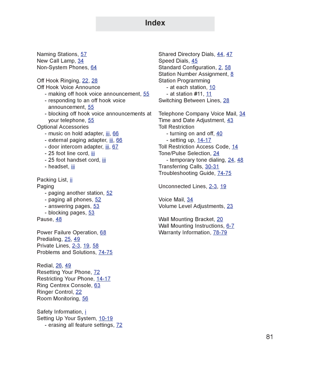 TMC ET4000 manual Index 