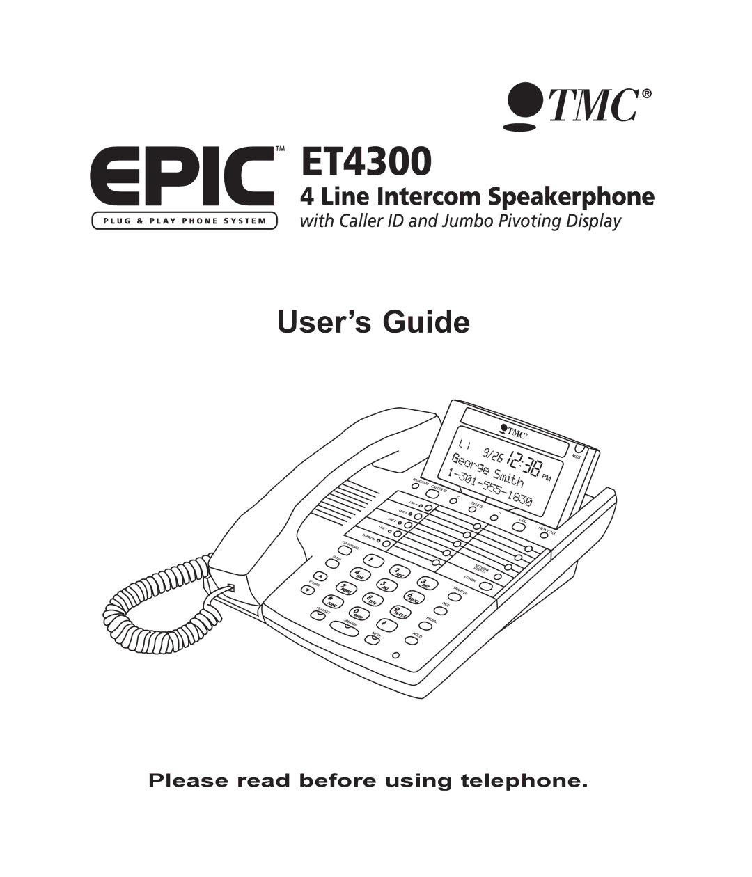 TMC ET4300 manual User’s Guide, Please read before using telephone 