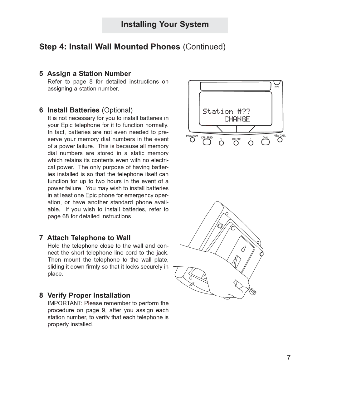 TMC ET4300 manual Attach Telephone to Wall 