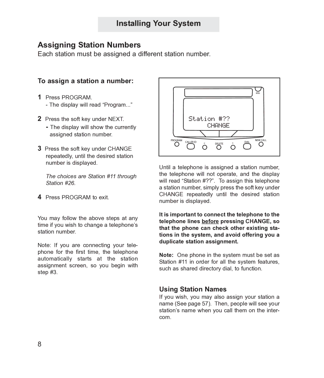 TMC ET4300 manual Using Station Names 