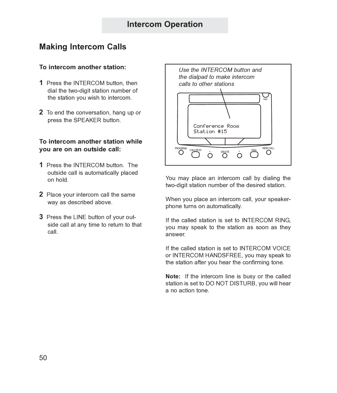 TMC ET4300 manual Intercom Operation Making Intercom Calls, To intercom another station 