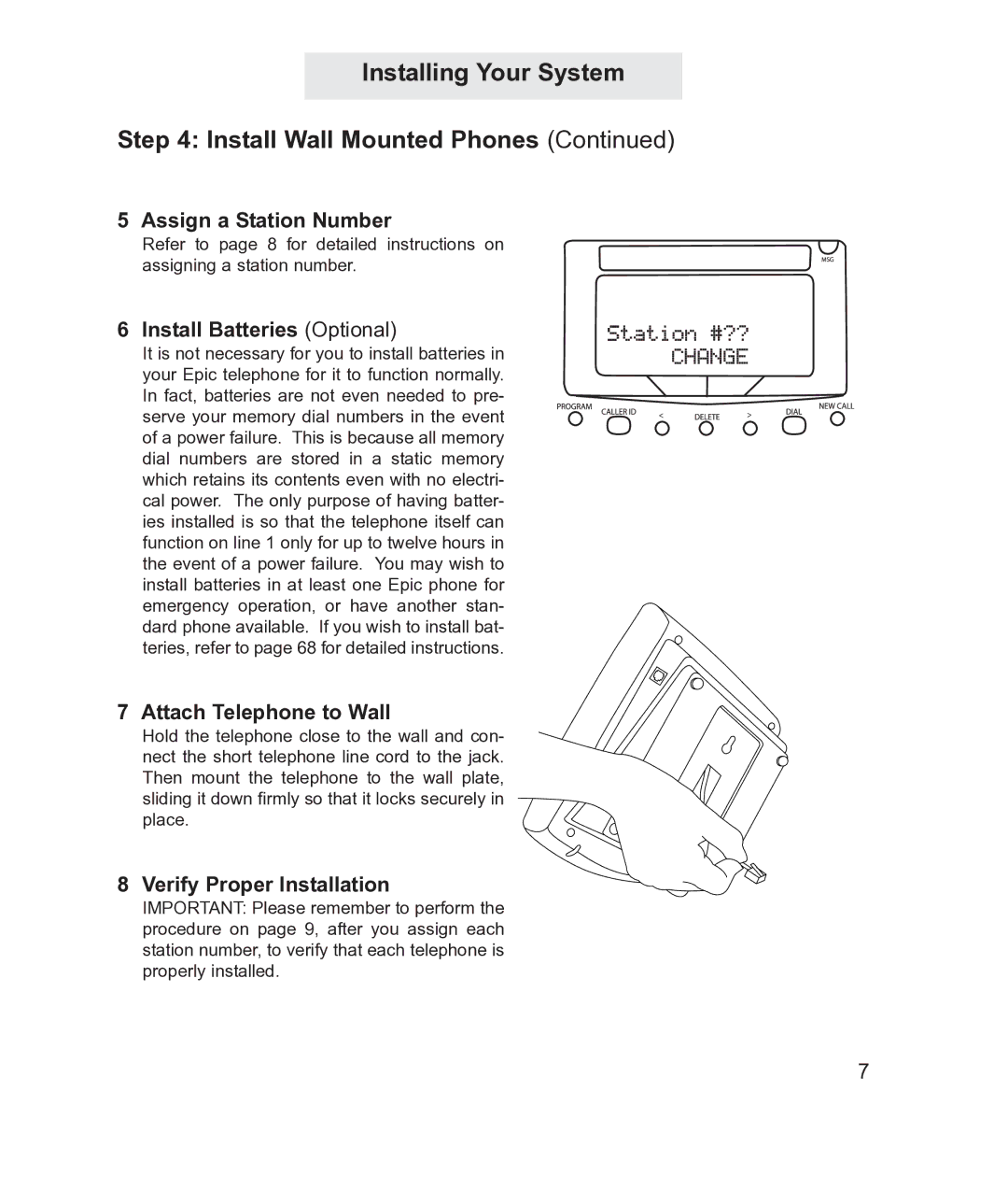 TMC EV4500 manual Attach Telephone to Wall 