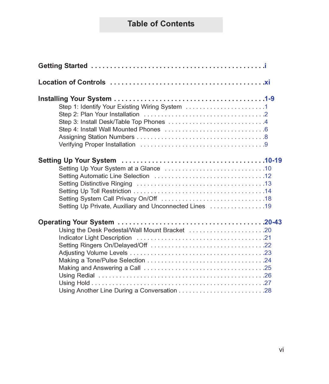 TMC EV4500 manual Table of Contents 