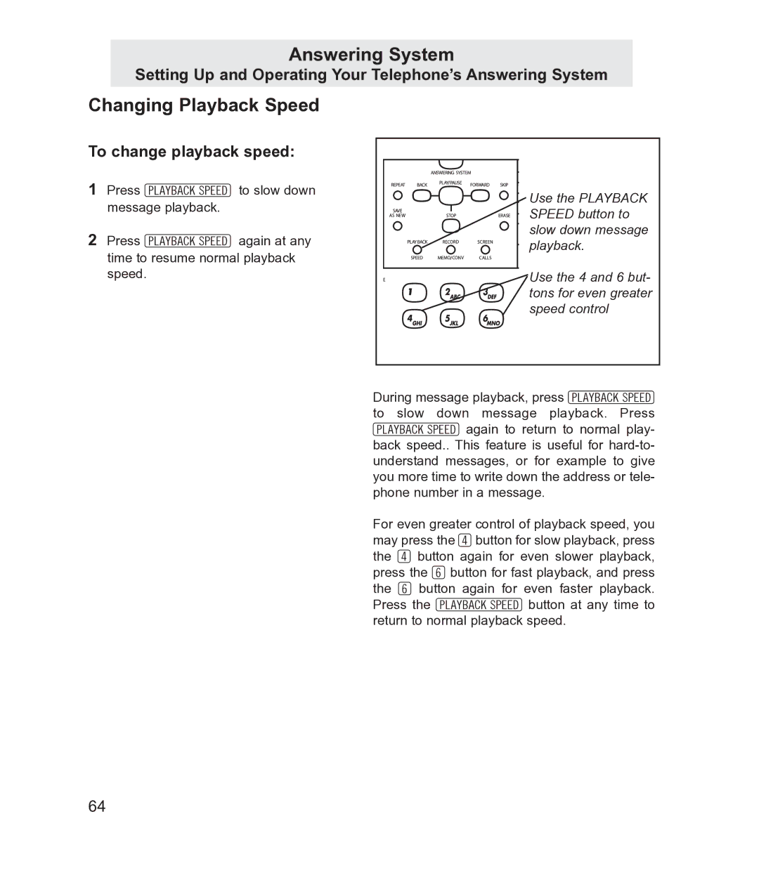 TMC EV4500 manual Changing Playback Speed, To change playback speed 