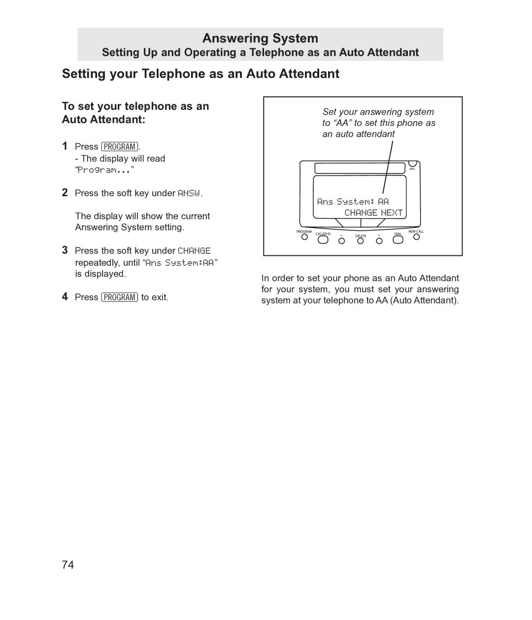 TMC EV4500 manual Setting your Telephone as an Auto Attendant, To set your telephone as an Auto Attendant 