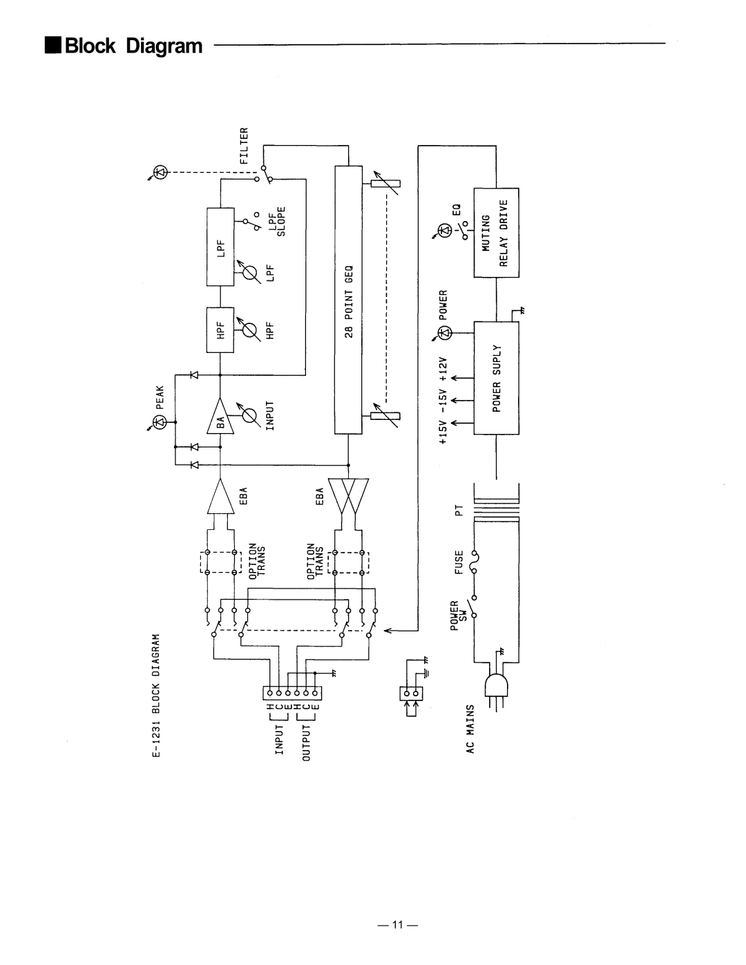 TOA Electronics 1000 Series user service Block Diagram 