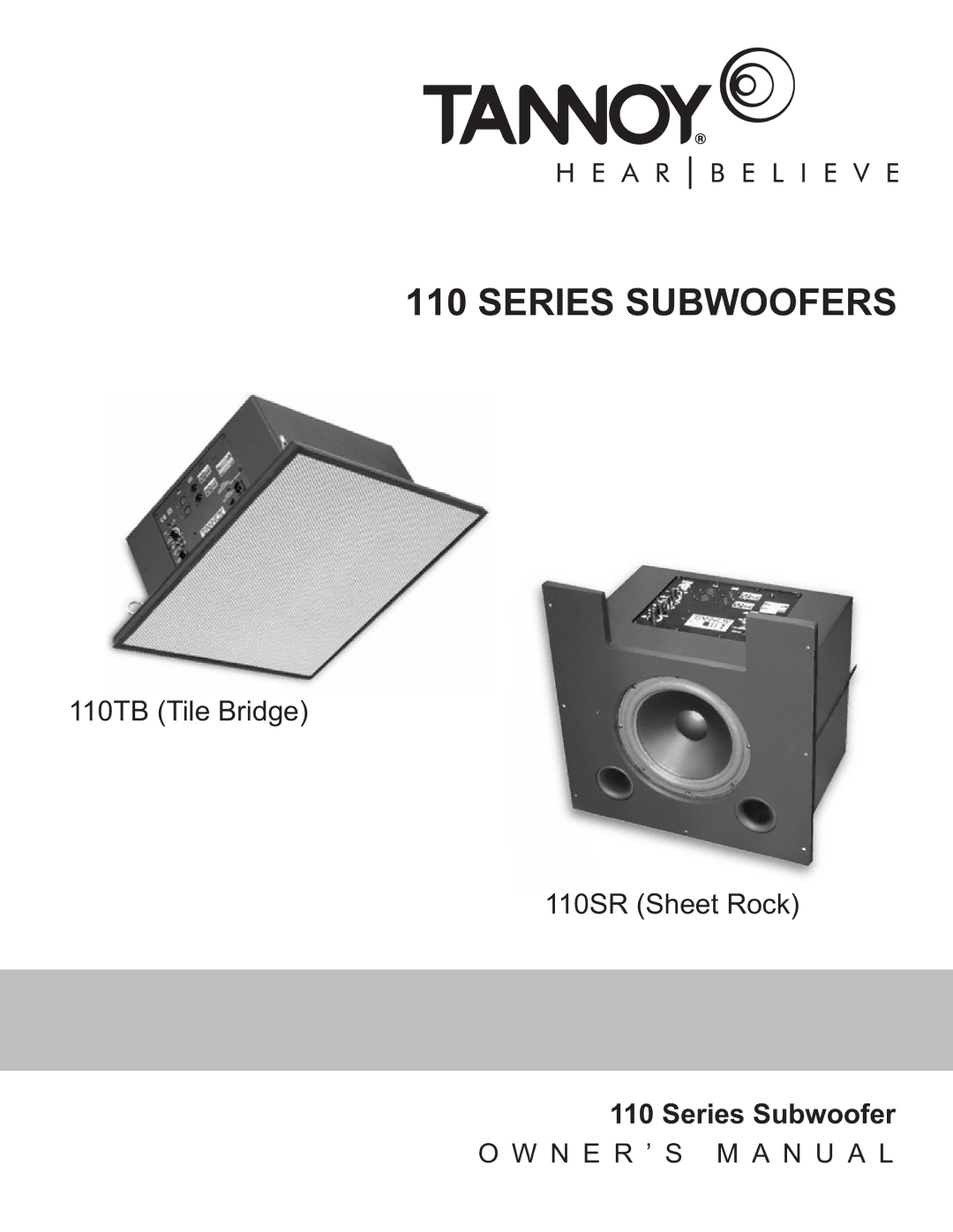 TOA Electronics 110SR owner manual Series Subwoofers 