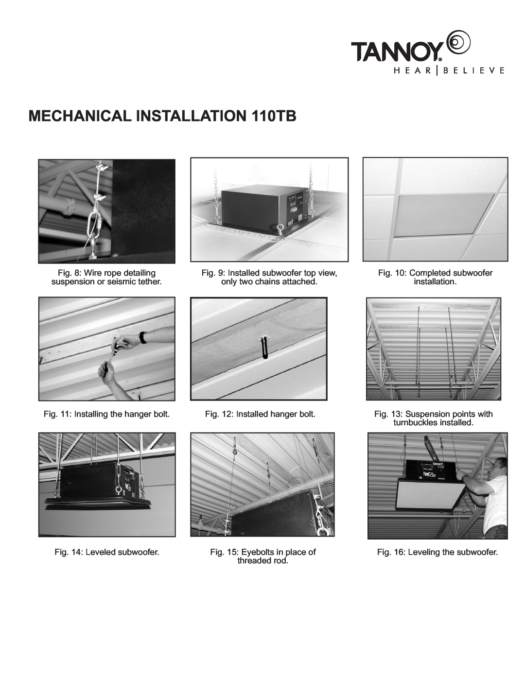 TOA Electronics 110SR owner manual MECHANICAL INSTALLATION 110TB, Wire rope detailing 