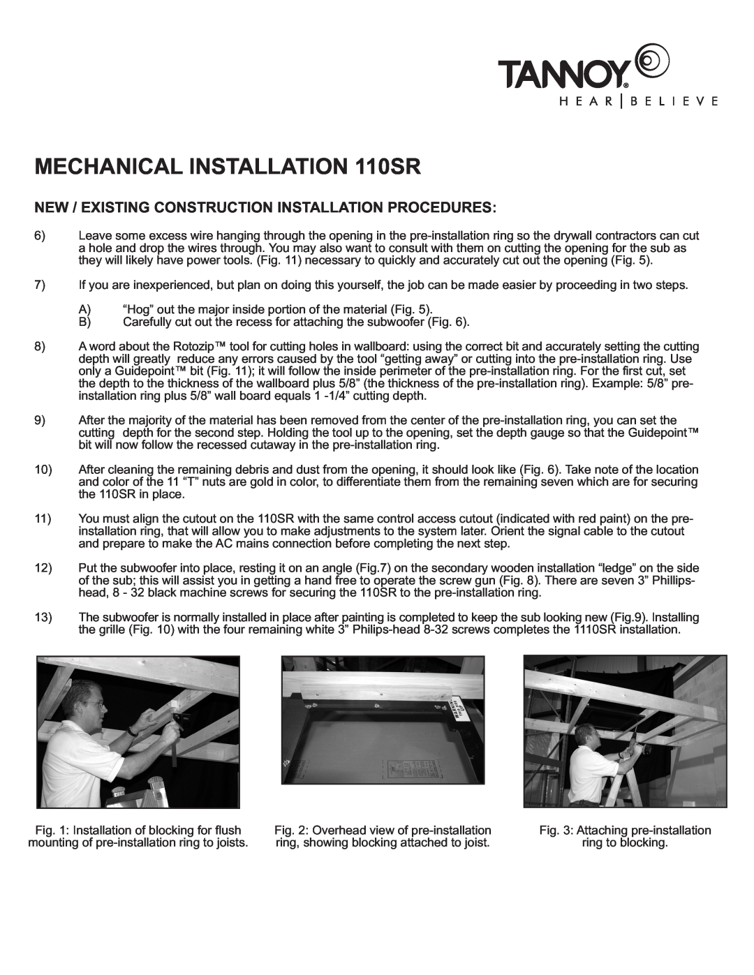 TOA Electronics owner manual MECHANICAL INSTALLATION 110SR, Overhead view of pre-installation 