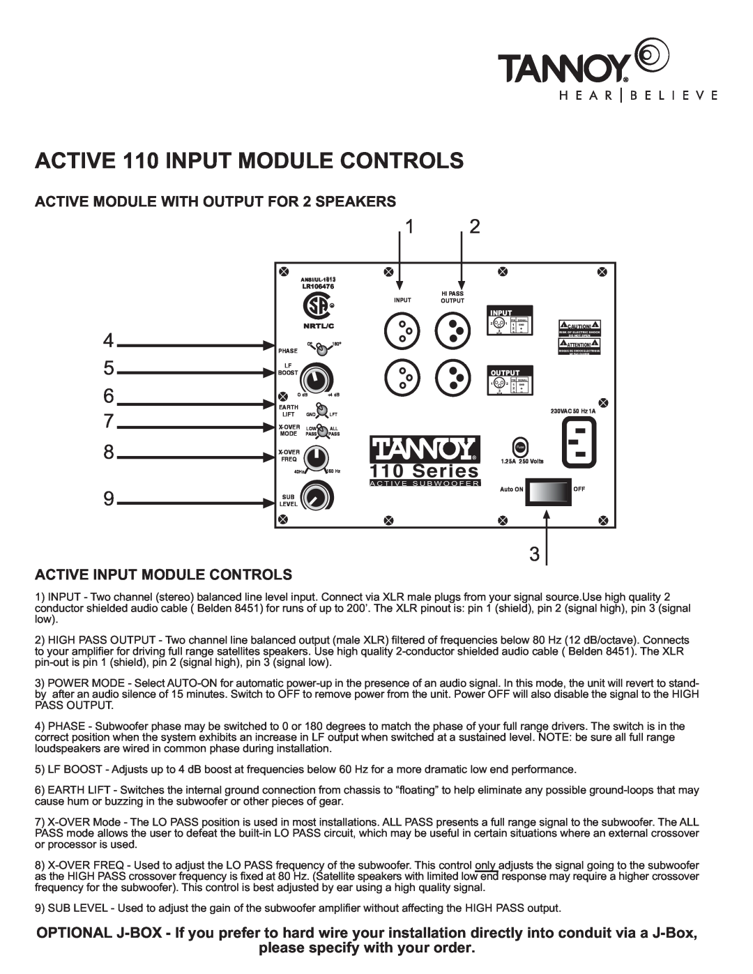 TOA Electronics 110SR owner manual ACTIVE 110 INPUT MODULE CONTROLS, 5 6 7, Series 