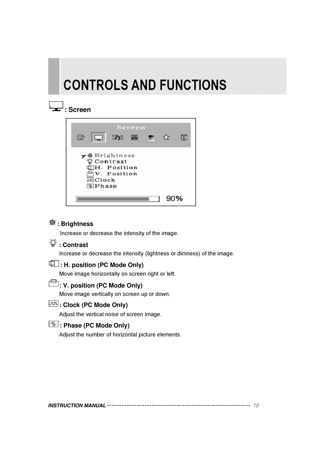 TOA Electronics 15RTV instruction manual Screen 