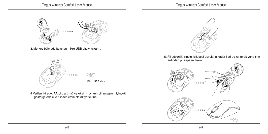 TOA Electronics 410-1689-203A/AMW51EU manual Merkez bölmede bulunan mikro USB alıcıyı çıkarın 