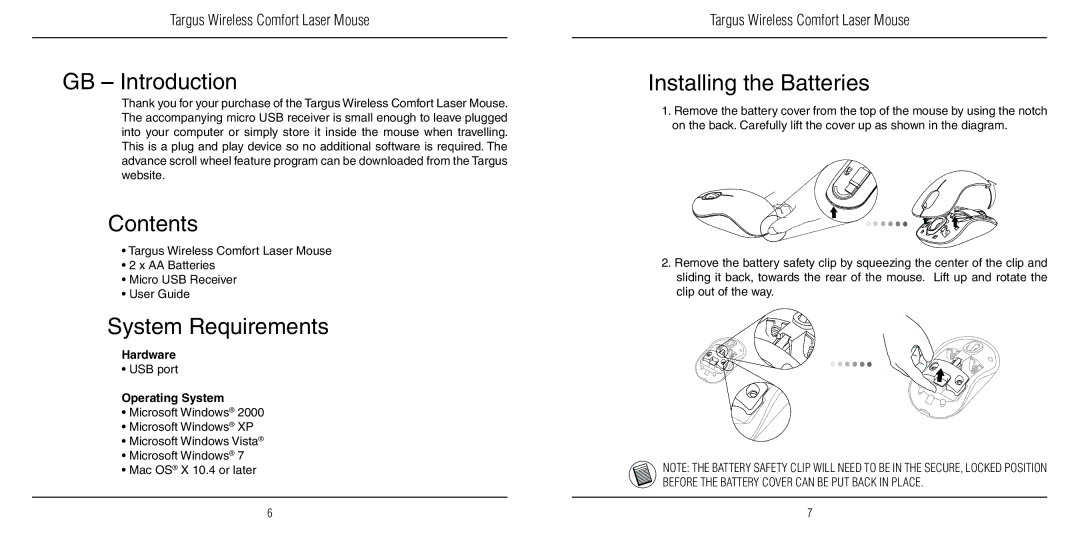 TOA Electronics 410-1689-203A/AMW51EU manual GB Introduction, Contents, System Requirements, Installing the Batteries 