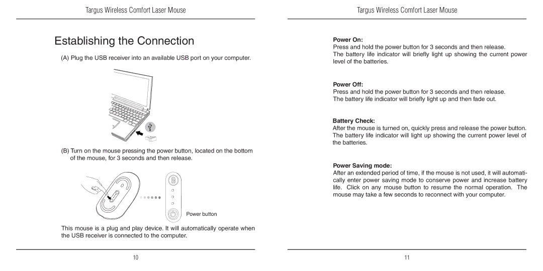 TOA Electronics 410-1689-203A/AMW51EU Establishing the Connection, Power On, Power Off, Battery Check, Power Saving mode 