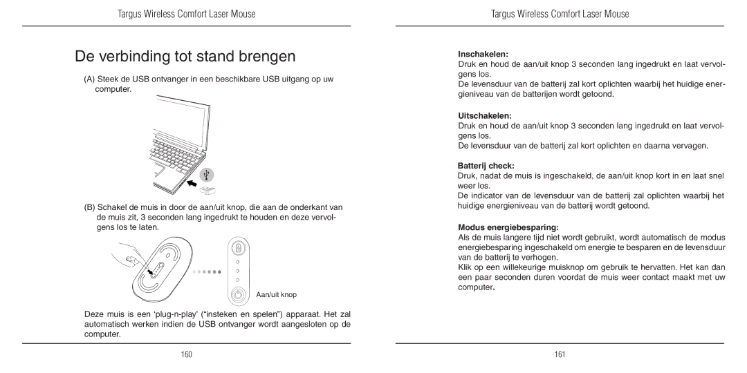 TOA Electronics 410-1689-203A/AMW51EU manual De verbinding tot stand brengen, Inschakelen, Uitschakelen, Batterij check 