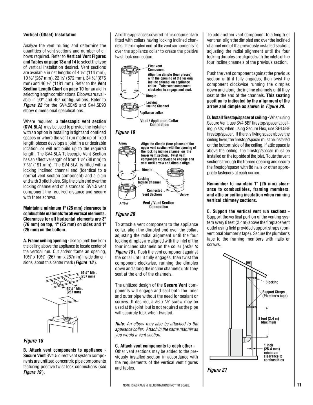 TOA Electronics 600 installation instructions Vertical Offset Installation, Vent / Appliance Collar Connection 