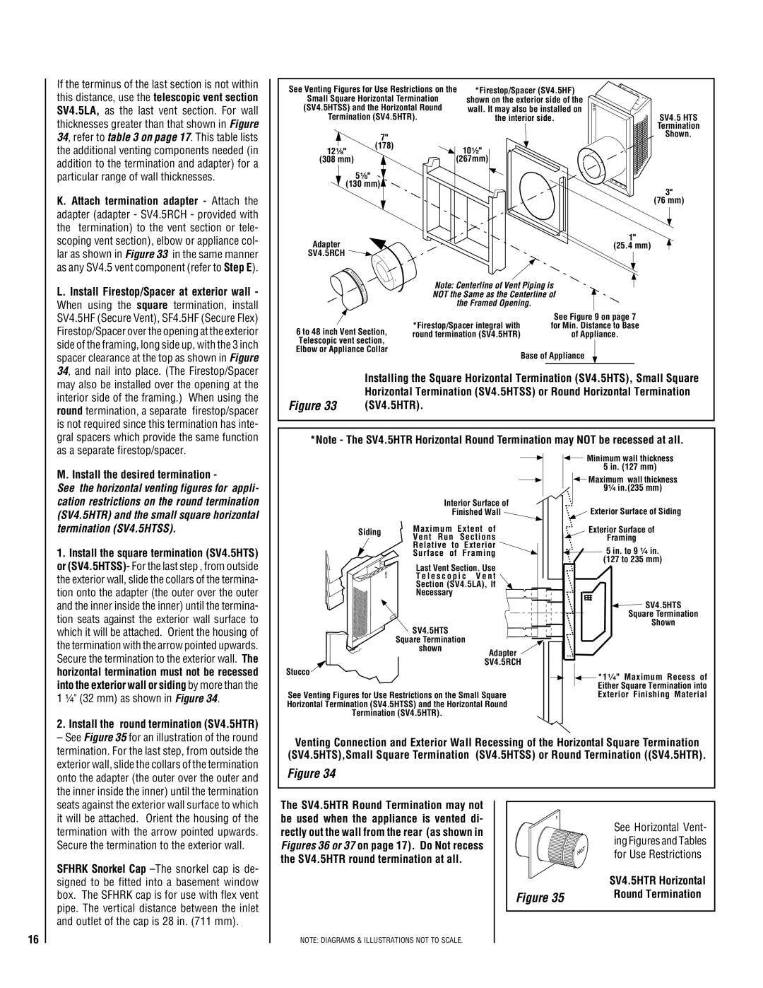 TOA Electronics 600 Install Firestop/Spacer at exterior wall, Install the desired termination, SV4.5HTR 