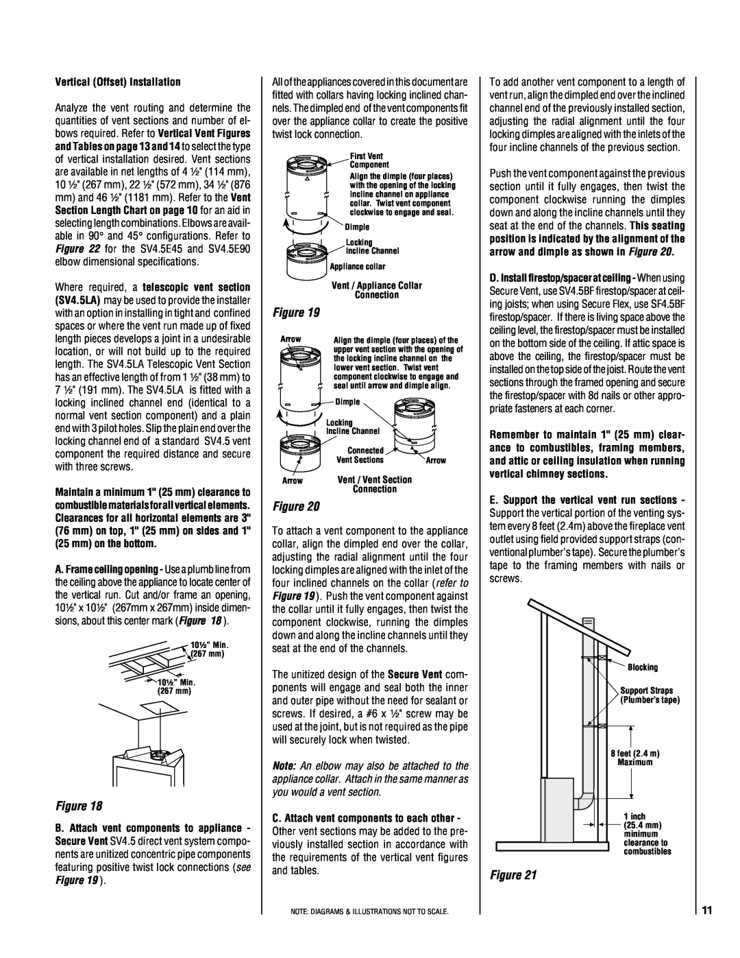 TOA Electronics 600 installation instructions Vertical Offset Installation, Vent / Appliance Collar Connection 