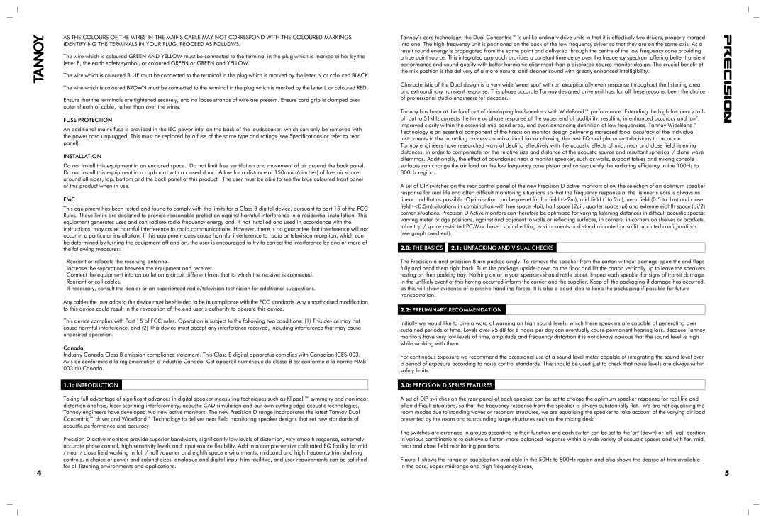 TOA Electronics 6D, 8D owner manual Introduction, Basics 2.1 Unpacking and Visual Checks, Preliminary Recommendation 