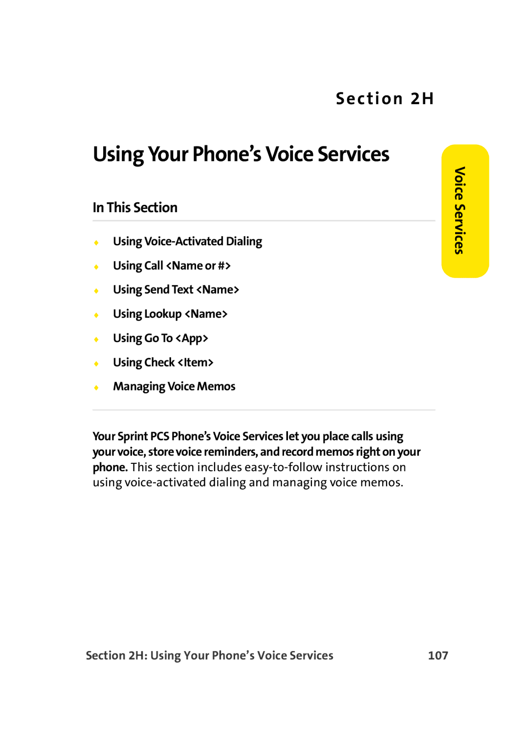 TOA Electronics A920 manual Using Your Phone’s Voice Services 107 